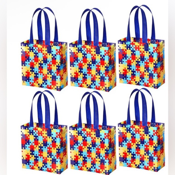 None Other - (6) Autism Colorful Puzzle Pattern Tote Bag